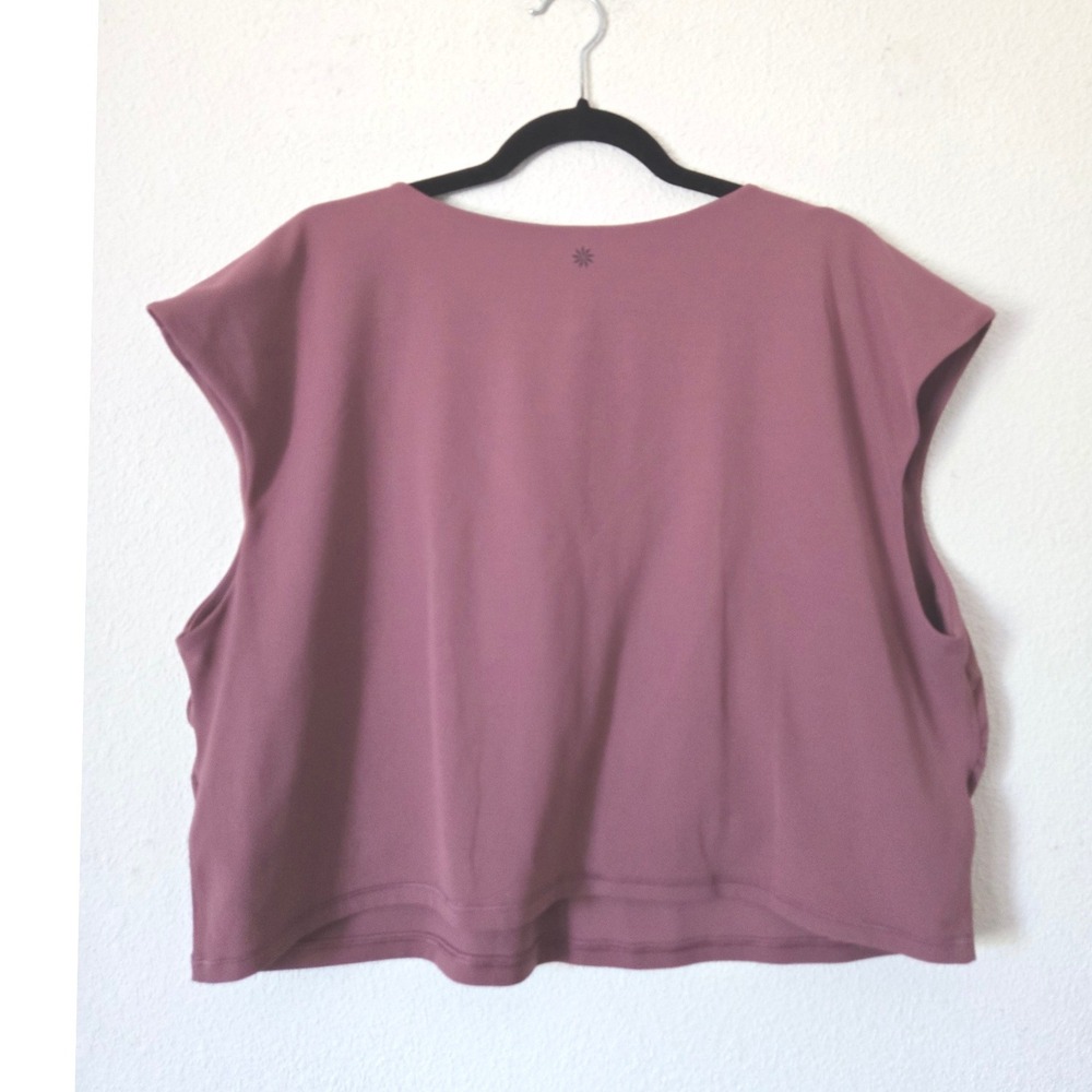 Athleta Vita Free Cropped Tee Mauve V-Neck Cap Sleeve Plus Size 3X Workout Yoga - Picture 3 of 8